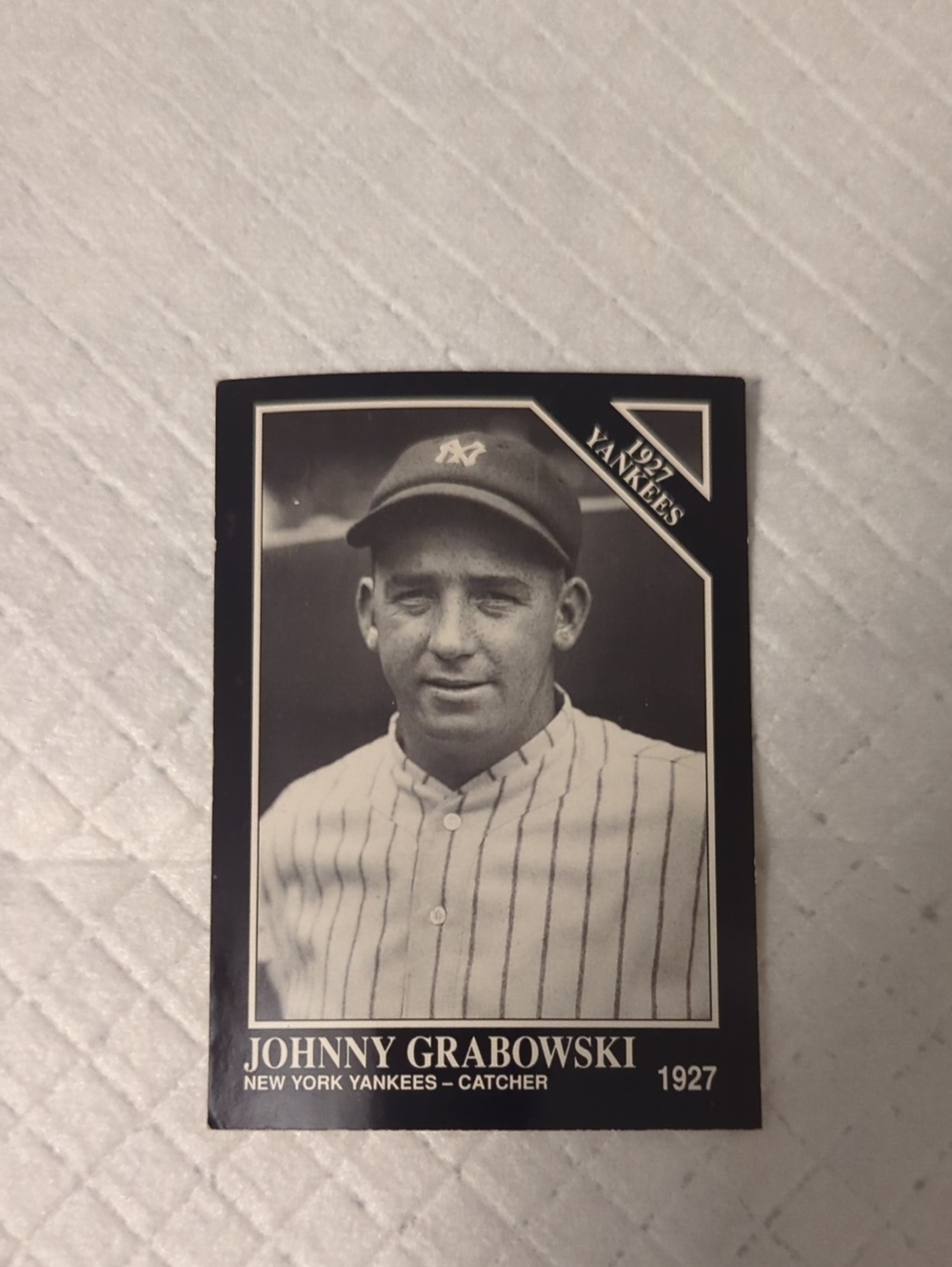 Johnny Grabowski Baseball Card Back - Black & White Texted Card
